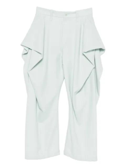 draping detail tweed wool trousers by ISSEY MIYAKE