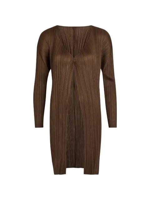 pleated V-neck coat by ISSEY MIYAKE