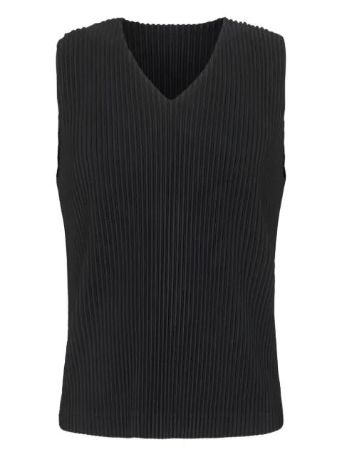 pleated V-neck sleeveless tank top by ISSEY MIYAKE