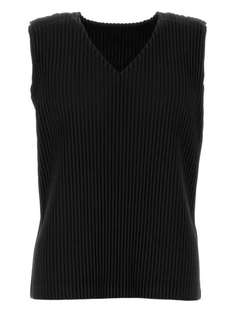 pleated V-neck tank top by ISSEY MIYAKE