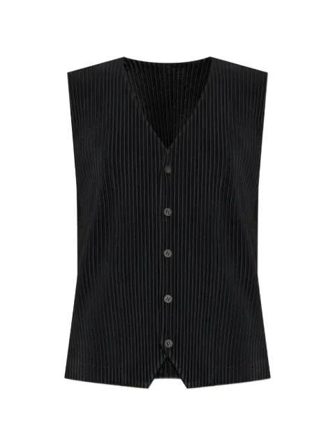 pleated V-neck waistcoat by ISSEY MIYAKE