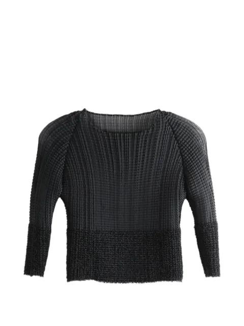 pleated bouclé-trim top by ISSEY MIYAKE