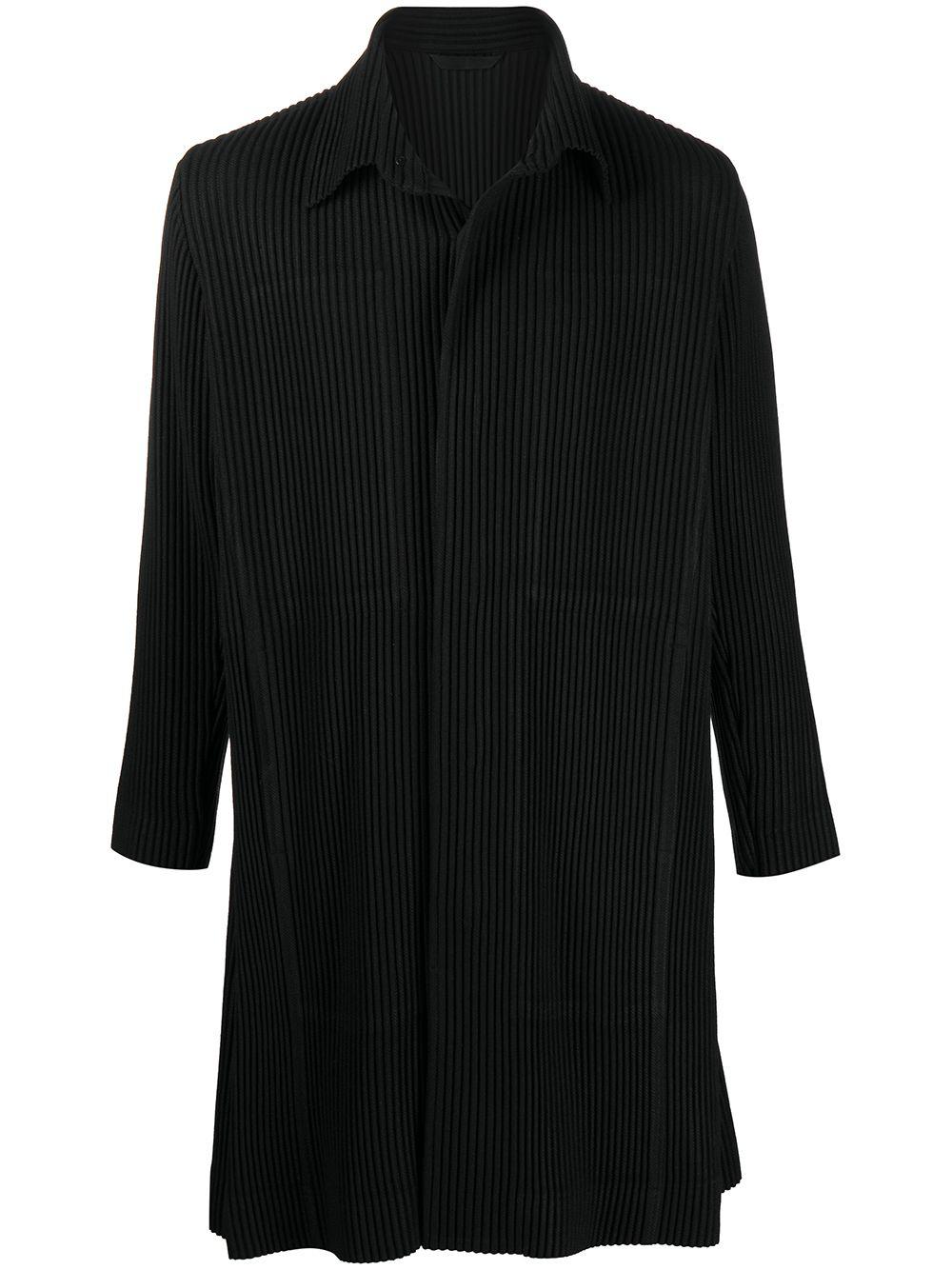 pleated button-up coat by ISSEY MIYAKE