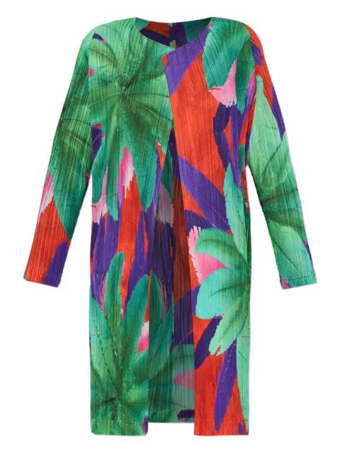 pleated floral-print coat by ISSEY MIYAKE