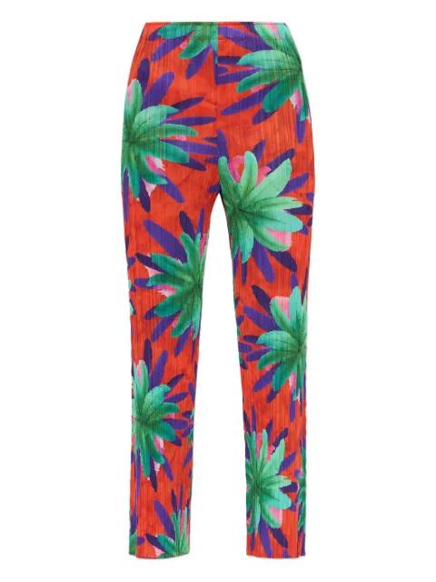 pleated floral-print trousers by ISSEY MIYAKE