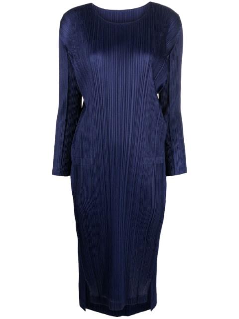 pleated long-sleeve midi dress by ISSEY MIYAKE
