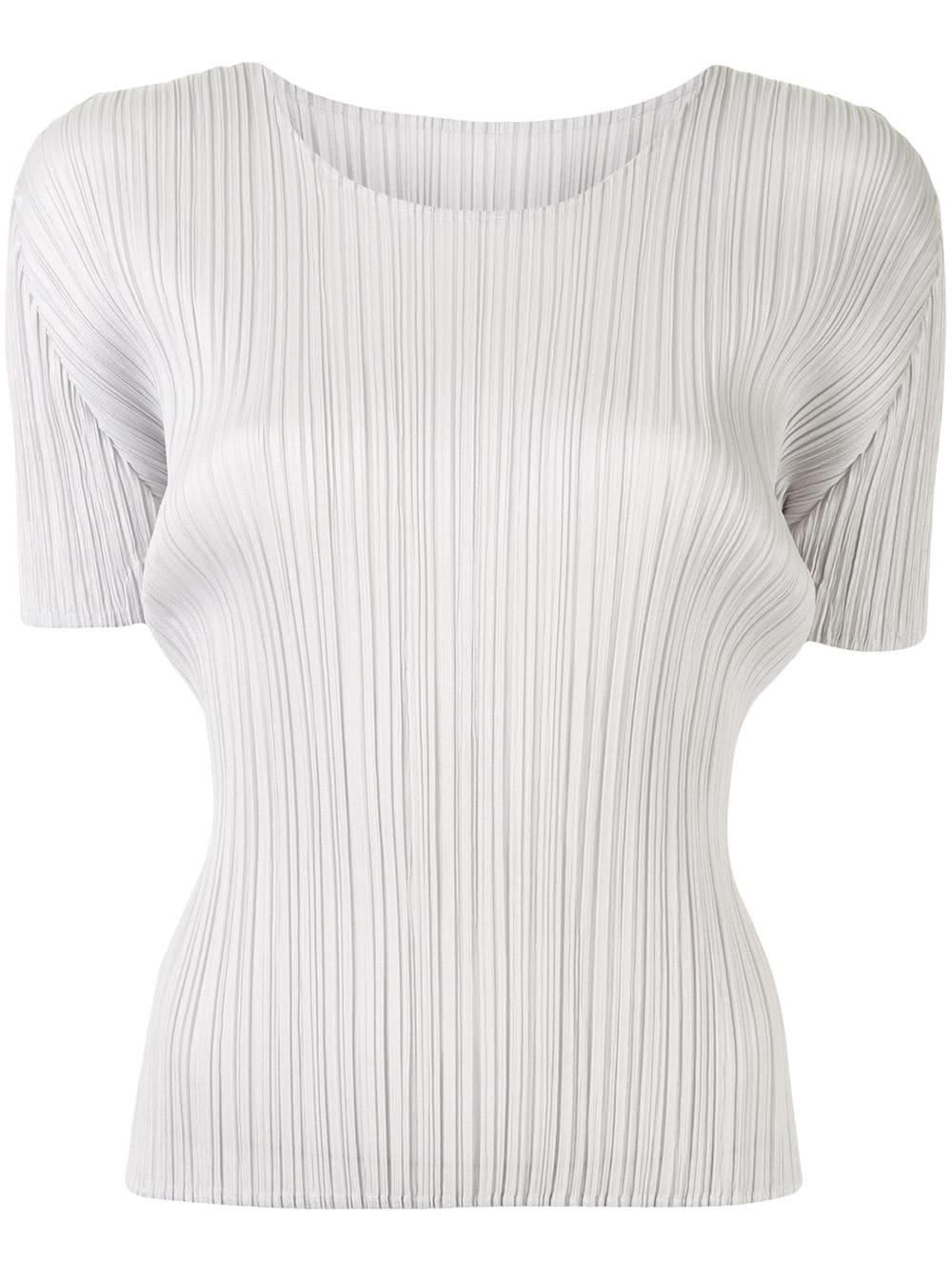 pleated round neck top by ISSEY MIYAKE