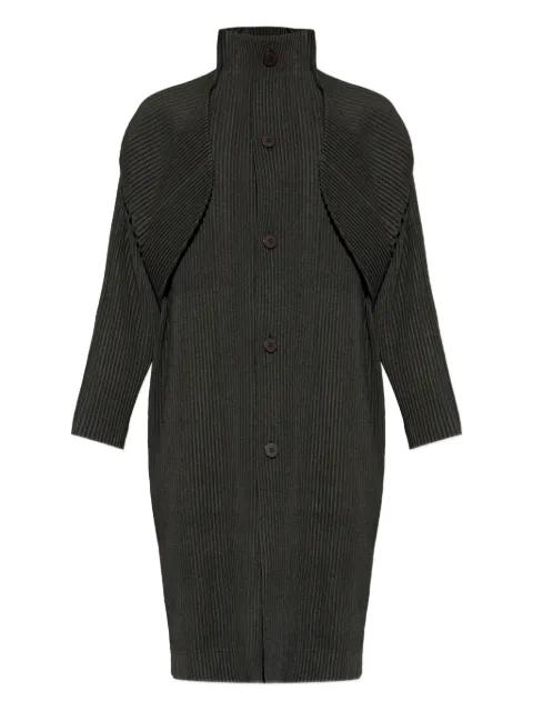 pleated single-breasted coat by ISSEY MIYAKE