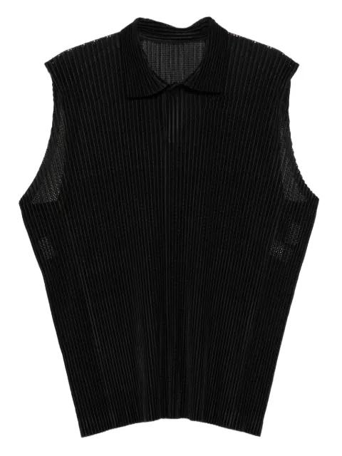 pleated sleeveless polo shirt by ISSEY MIYAKE