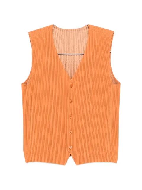 plissé-effect V-neck sweater by ISSEY MIYAKE