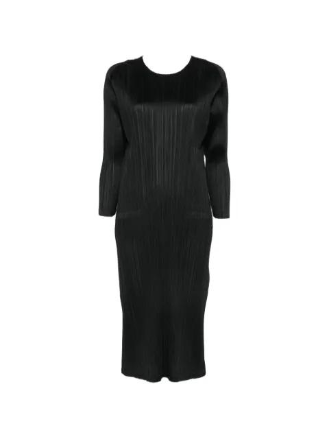 plissé-effect long-sleeve midi dress by ISSEY MIYAKE
