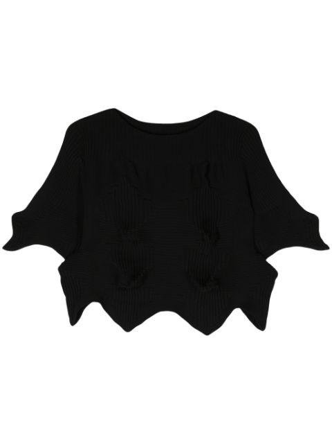 ribbed cropped blouse by ISSEY MIYAKE