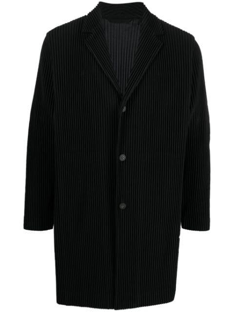ribbed single-breasted coat by ISSEY MIYAKE