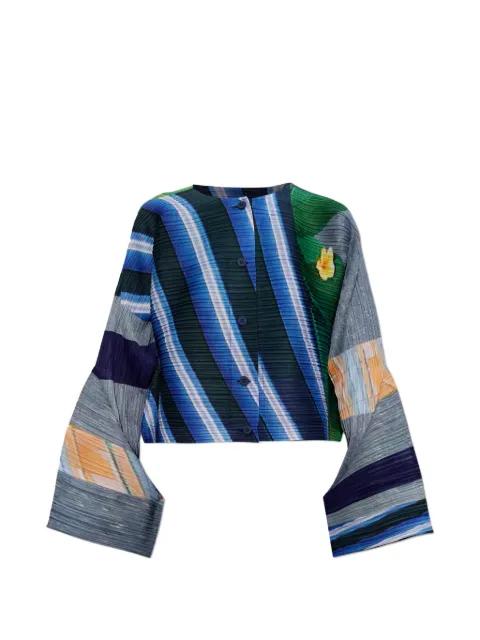 striped pleated cardigan by ISSEY MIYAKE