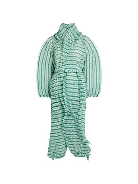 striped pleated coat by ISSEY MIYAKE
