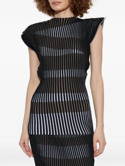striped pleated top by ISSEY MIYAKE