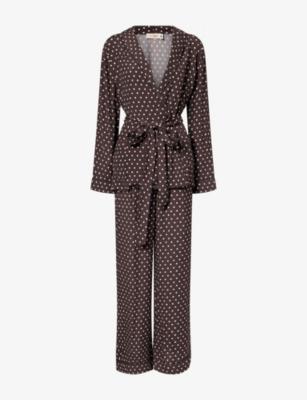 Rizzo Polka-Dot Smoking Woven Pyjama Set by IT'S 9PM