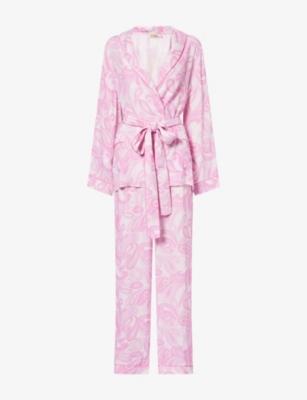 Rizzo Psychedelic Swirl-Print Smoking Woven Pyjama Set by IT'S 9PM