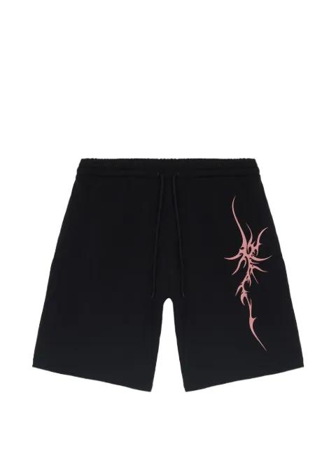 graphic-detail drawstring cotton shorts by IUTER