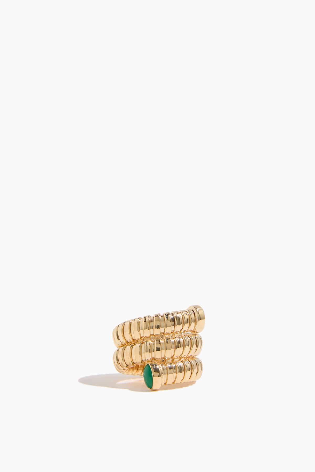 Gaia Triple Twist Ring with Stones in Yellow Gold by IVI