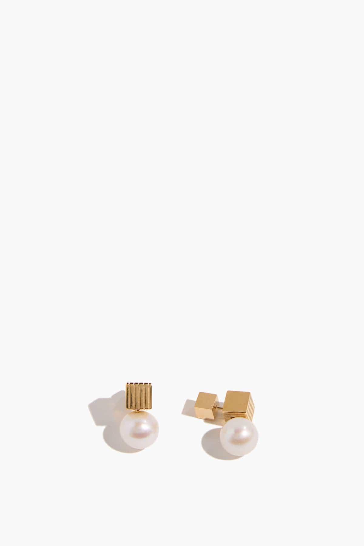 Pearl Stud Drops in Yellow Gold by IVI