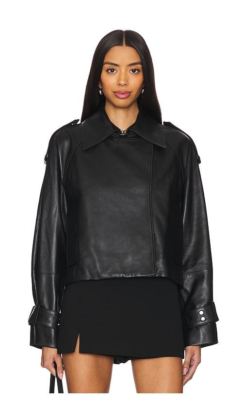 Ivy Oak Lilith Ann Leather Cropped Jacket in Black by IVY OAK