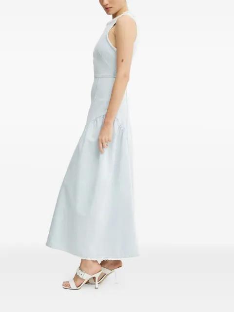 frayed-edges sleeveless denim maxi dress by IVY OAK