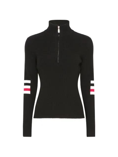 triple-stripe half-zip sweater by IZAAK AZANEI