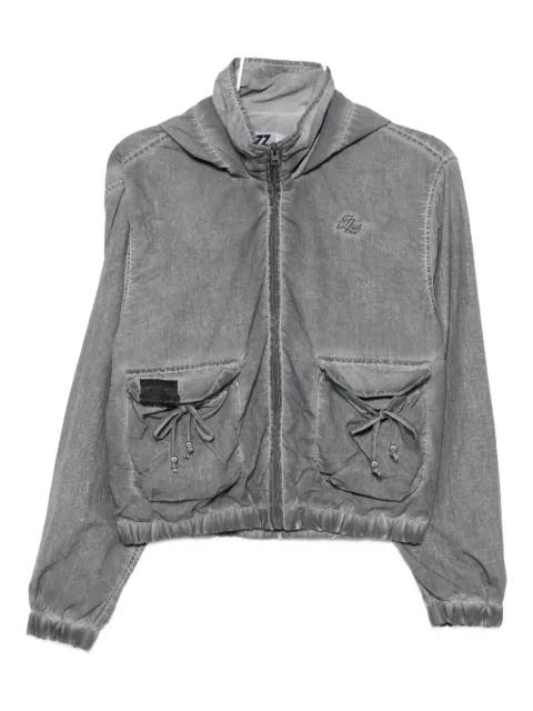 bow-embellished hoodied jacket by IZZUE