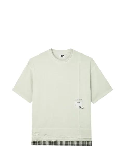 check-trim distressed T-shirt by IZZUE