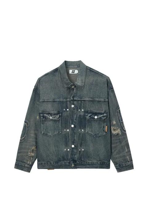 distressed denim jacket by IZZUE