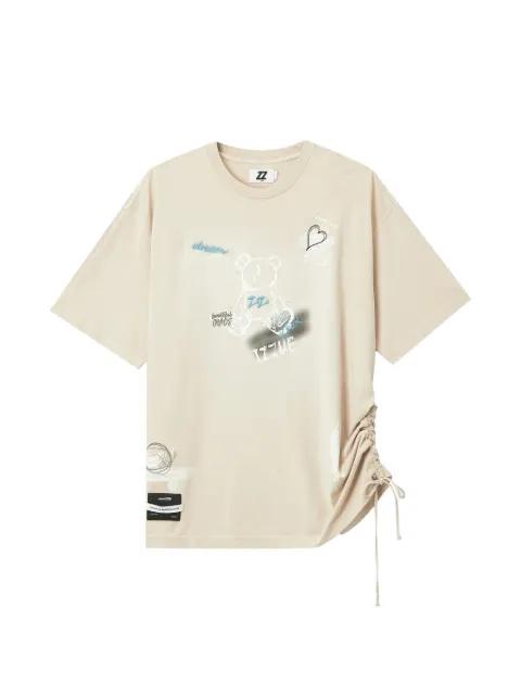 drawstring graphic-print T-shirt by IZZUE