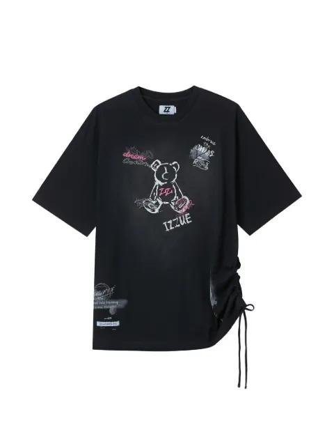 drawstring graphic-print T-shirt by IZZUE