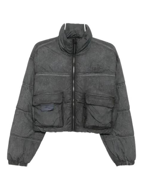 logo cropped puffer jacket by IZZUE