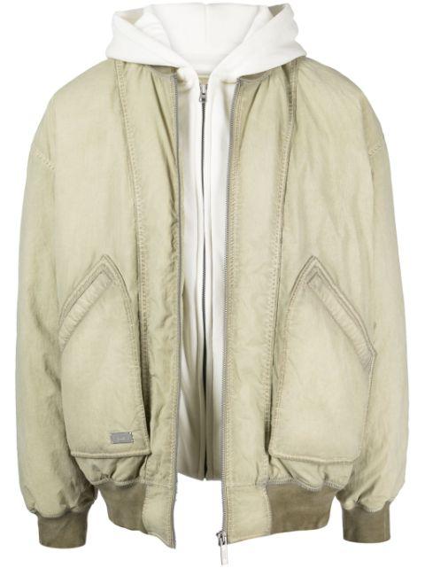 logo-plaque cotton-blend bomber jacket by IZZUE