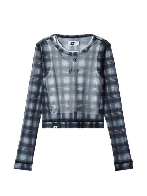 plaid long-sleeved top by IZZUE