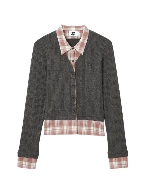 shirt-panel cardigan by IZZUE
