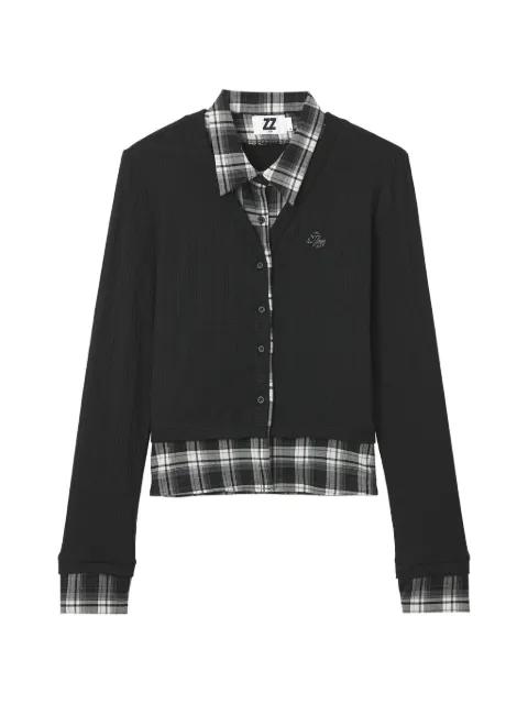 shirt-panel cardigan by IZZUE