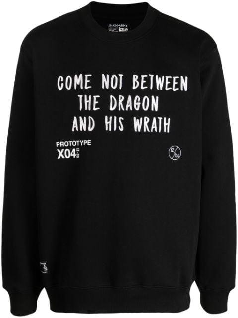 slogan-embroidered crew-neck sweatshirt by IZZUE