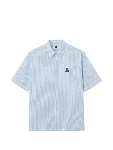 striped-pattern logo-appliqué shirt by IZZUE