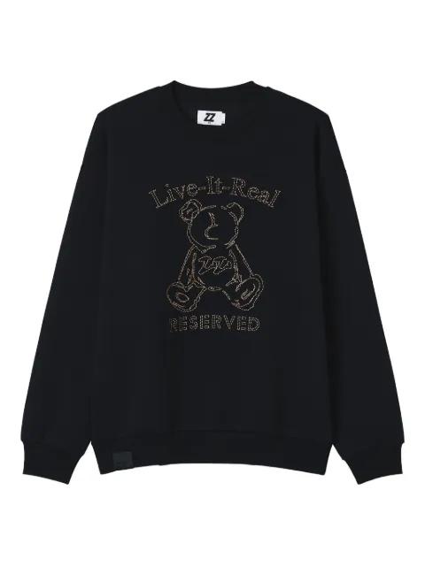 teddy bear-embroidered sweatshirt by IZZUE