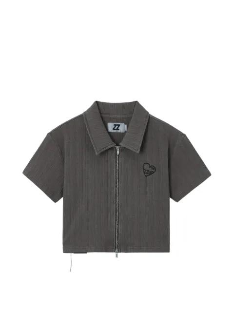 zip-up ribbed top by IZZUE