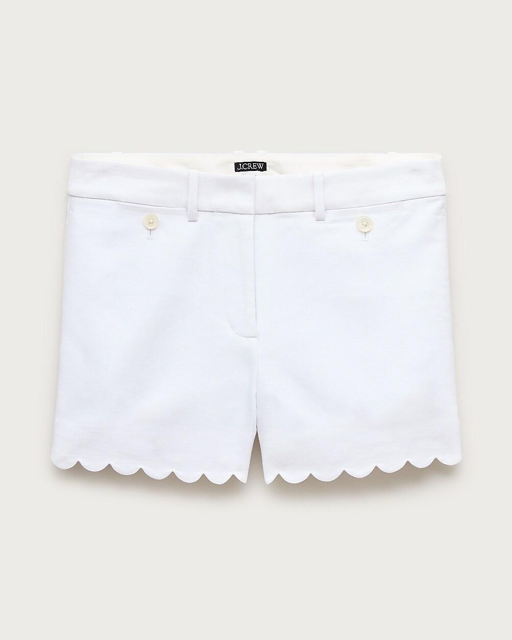 "4"" scalloped short in Gramercy linen blend" by J.CREW