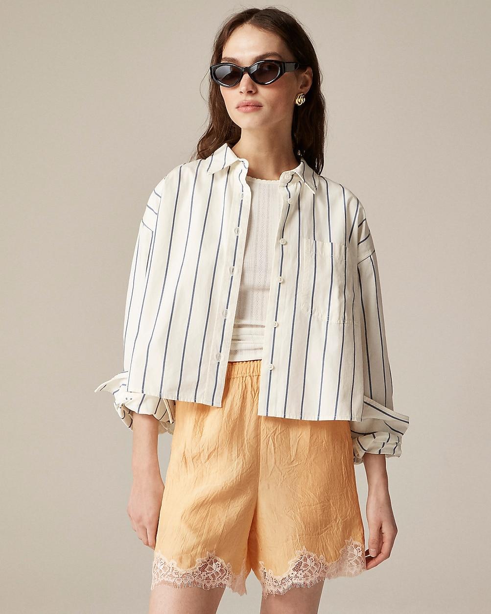 "5"" Stratus lace-trim short in textured satin" by J.CREW "5"" Stratus lace-trim short in textured satin" by J.CREW