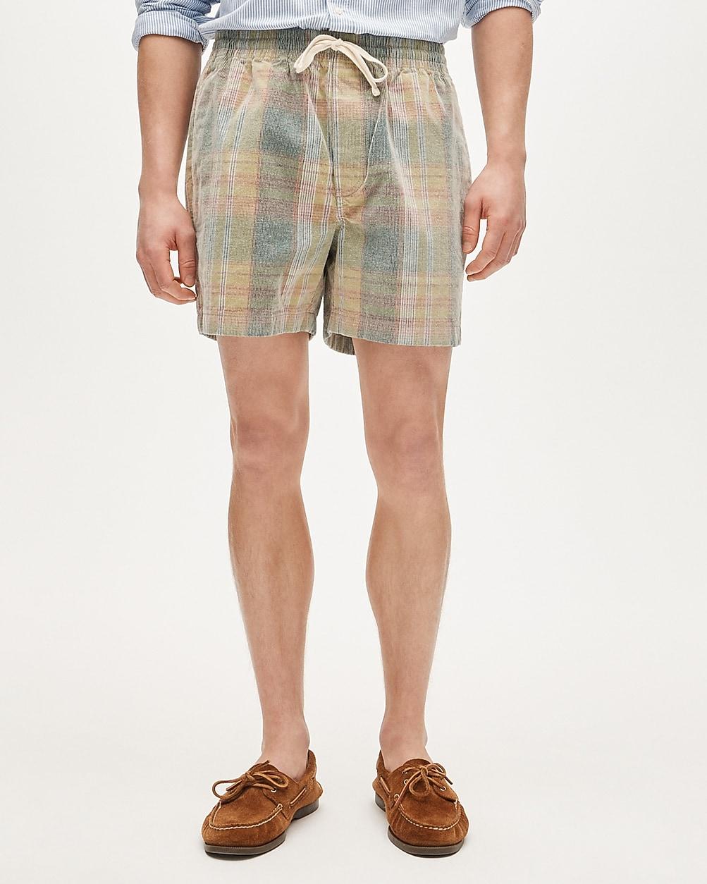 "5"" everyday drawstring short in plaid corduroy" by J.CREW