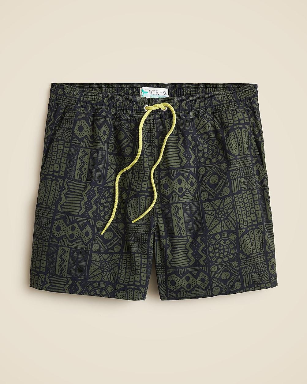 6'' stretch swim trunk in print with ECONYL® nylon by J.CREW