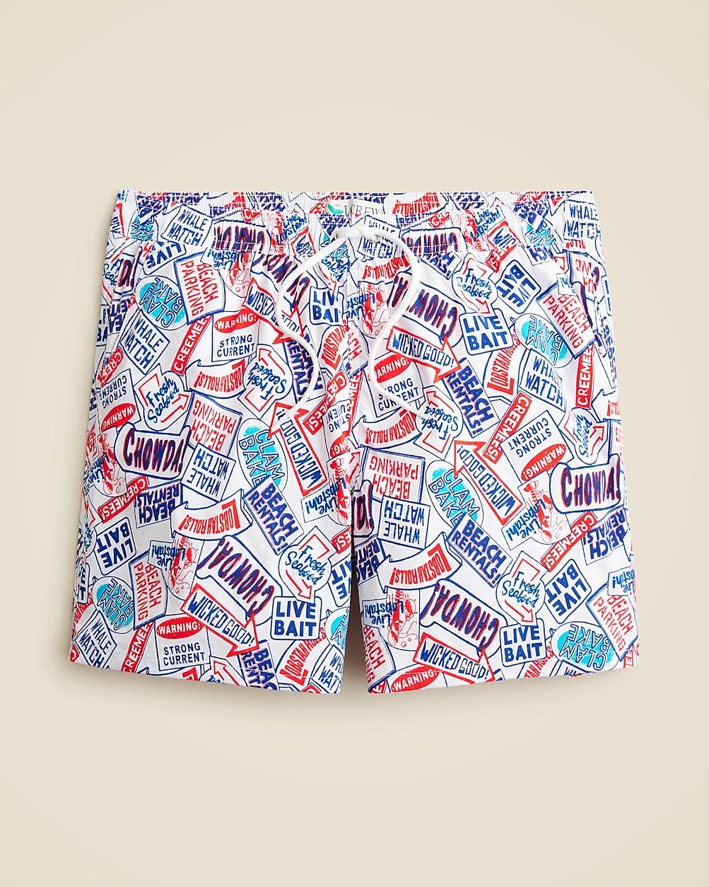 6'' stretch swim trunk in print with ECONYL® nylon by J.CREW