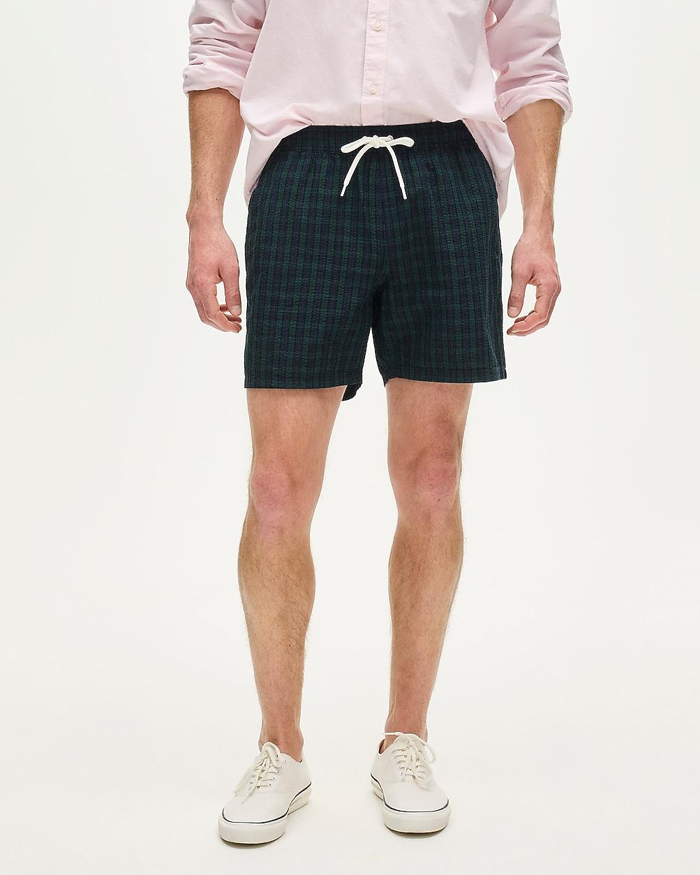 "6"" swim trunk in plaid seersucker" by J.CREW