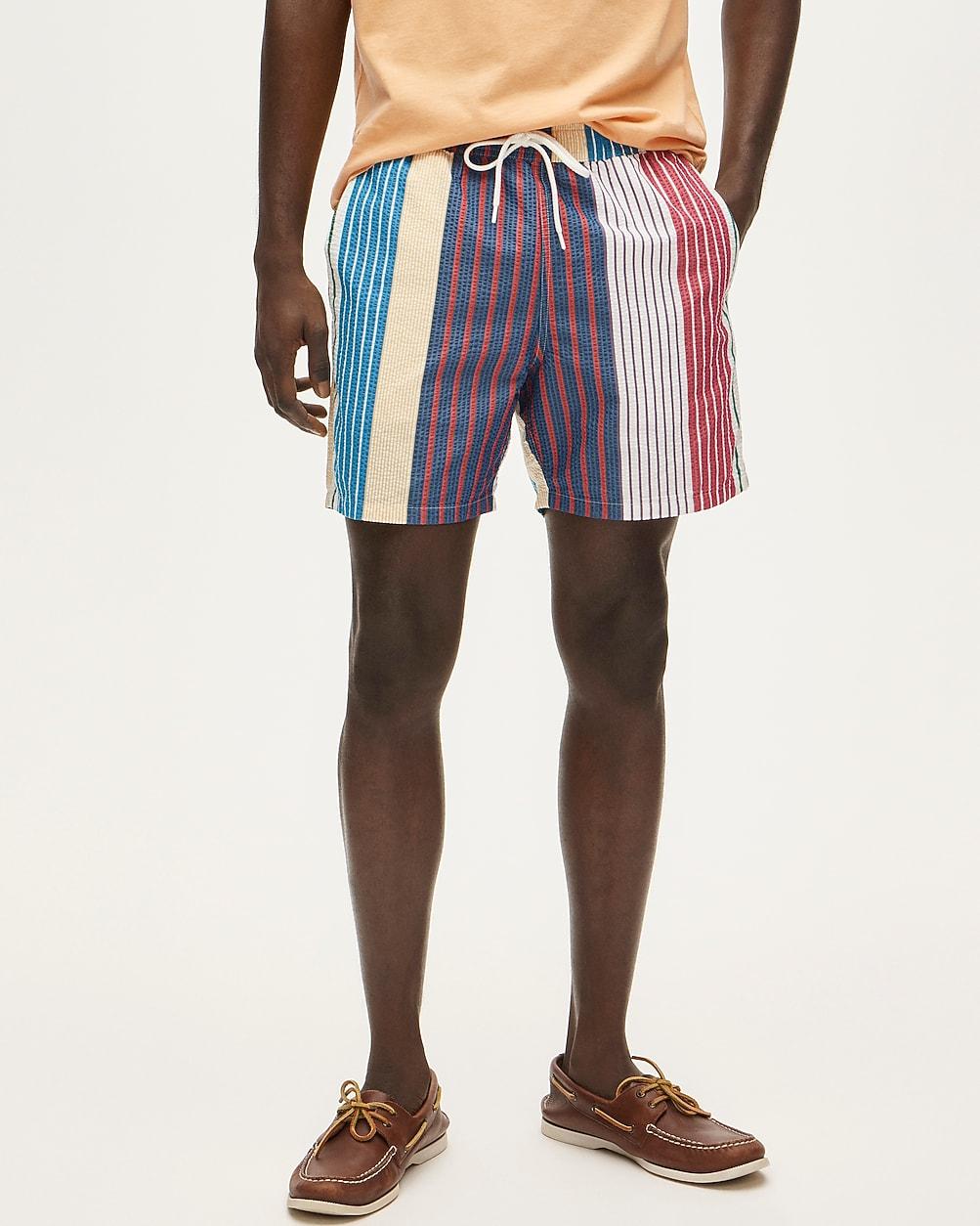 "6"" swim trunk in seersucker" by J.CREW