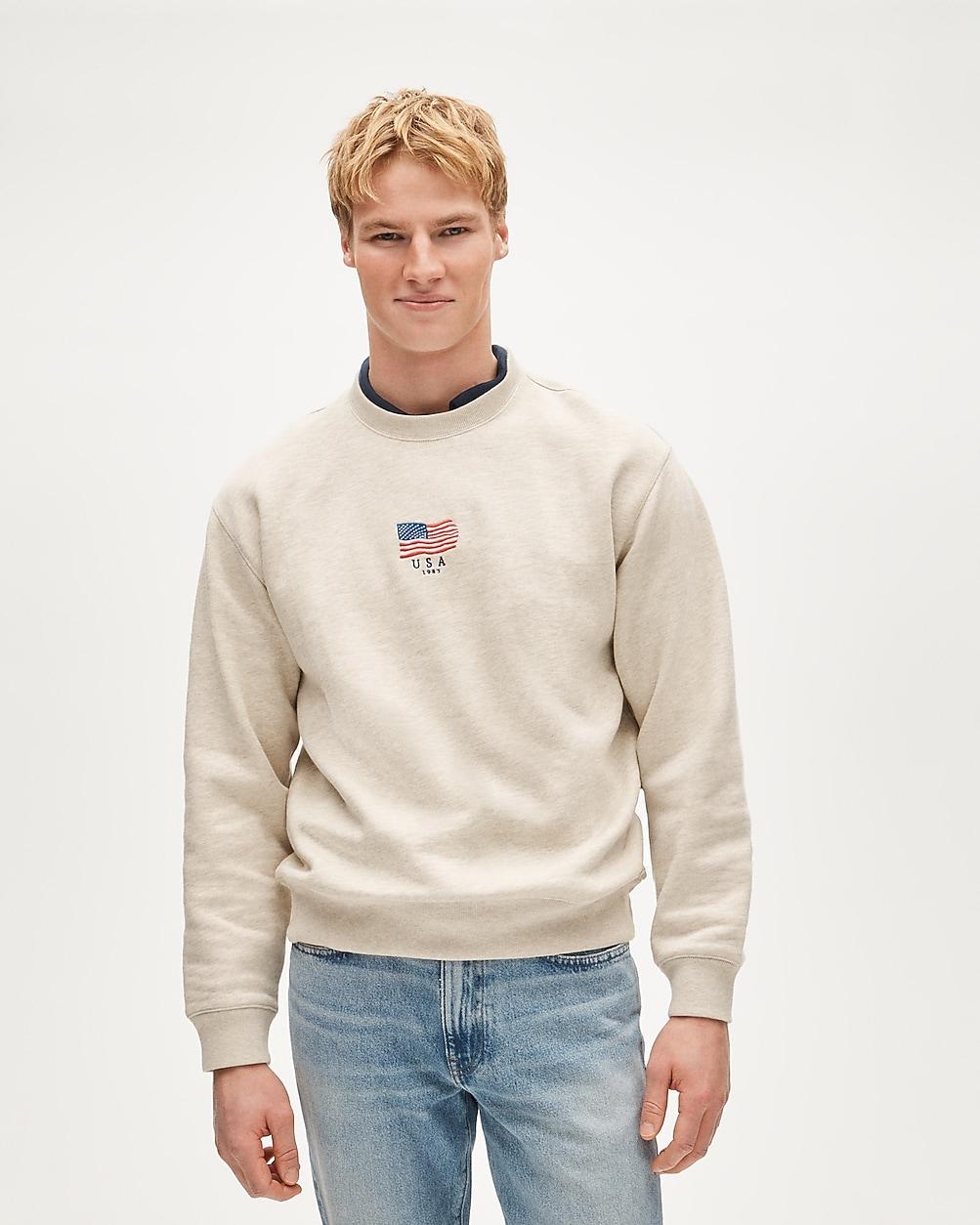 '83 fleece sweatshirt with flag embroidery by J.CREW